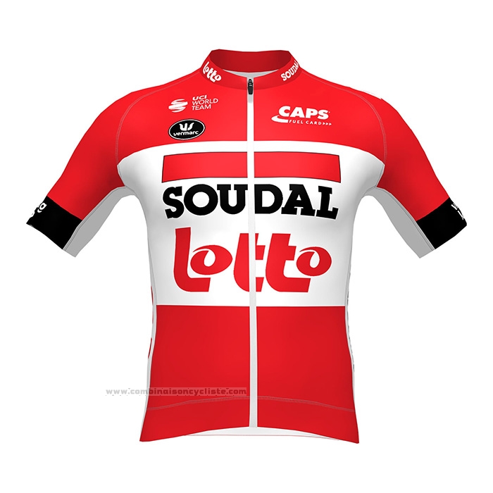 2022 Maillot Cyclisme Lotto Soudal Noir Rouge Manches Courtes et Cuissard
